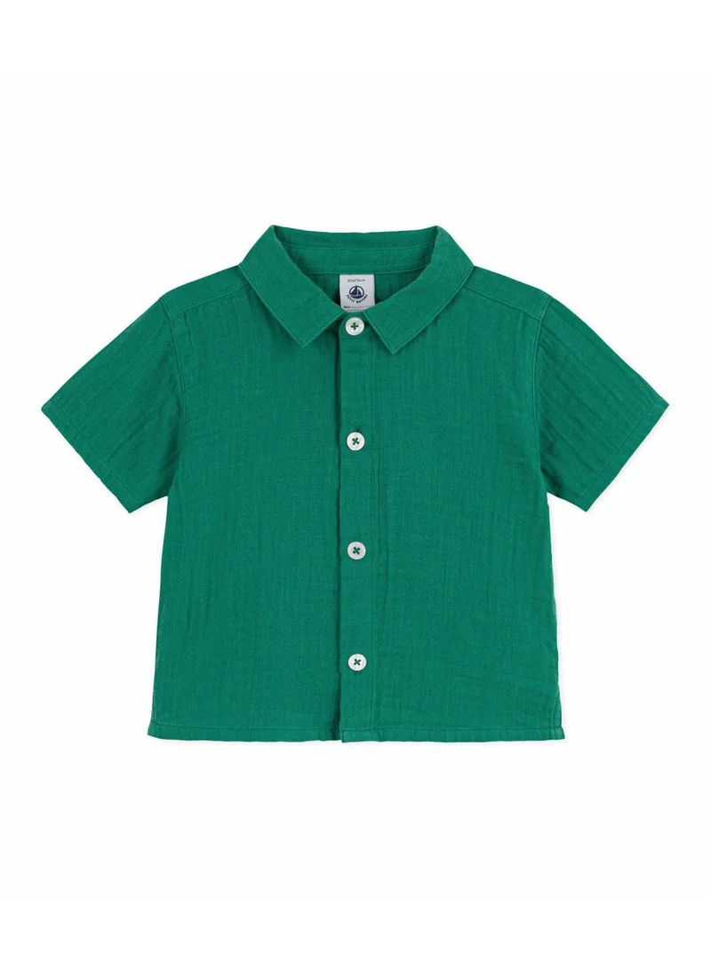 بيتي باتو Babies' short-sleeved plain cotton/linen shirt